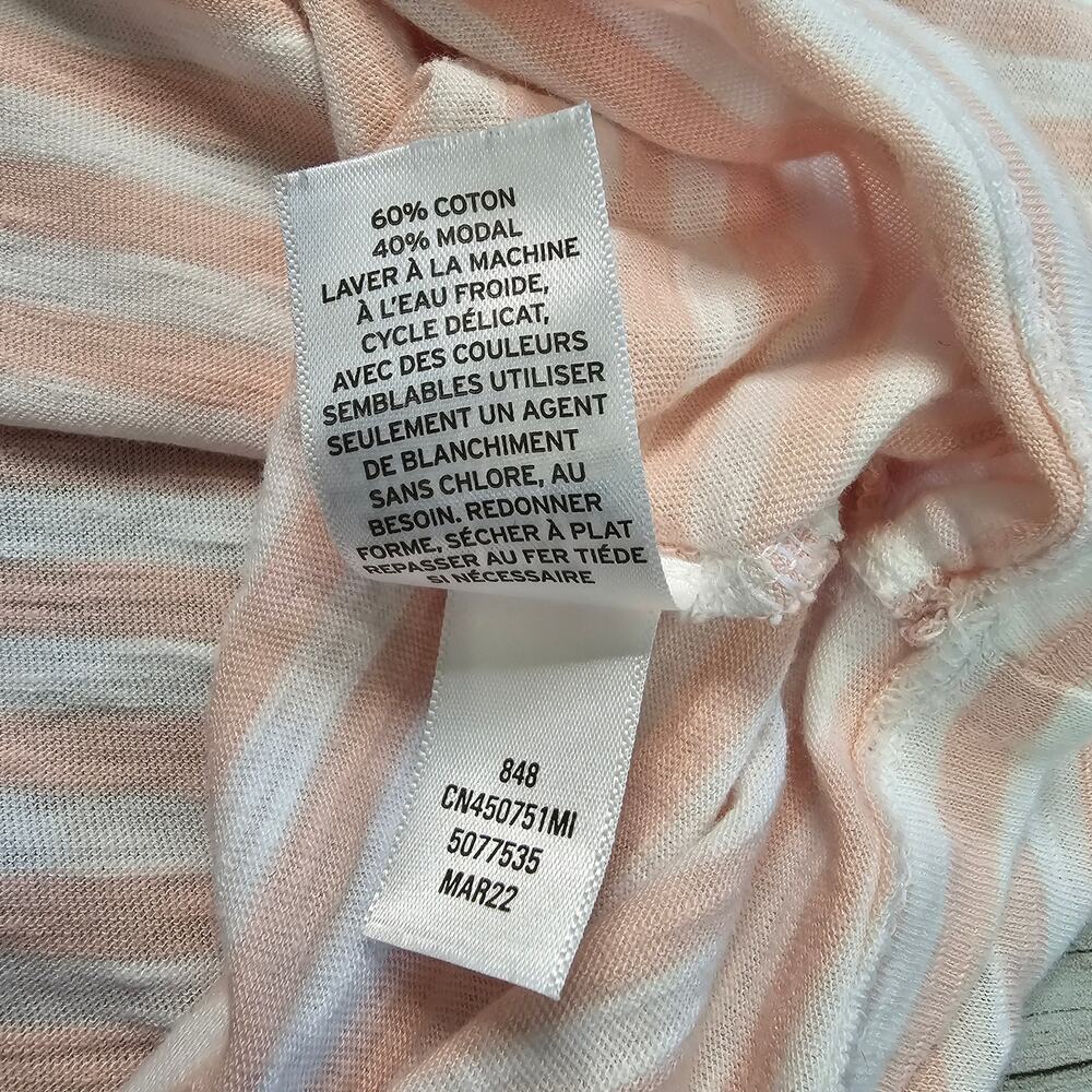 Caslon Pink/White Striped T-shirt WMNs S Crew Neck Loose Fit Short Sleeve Cotton - Picture 6 of 7